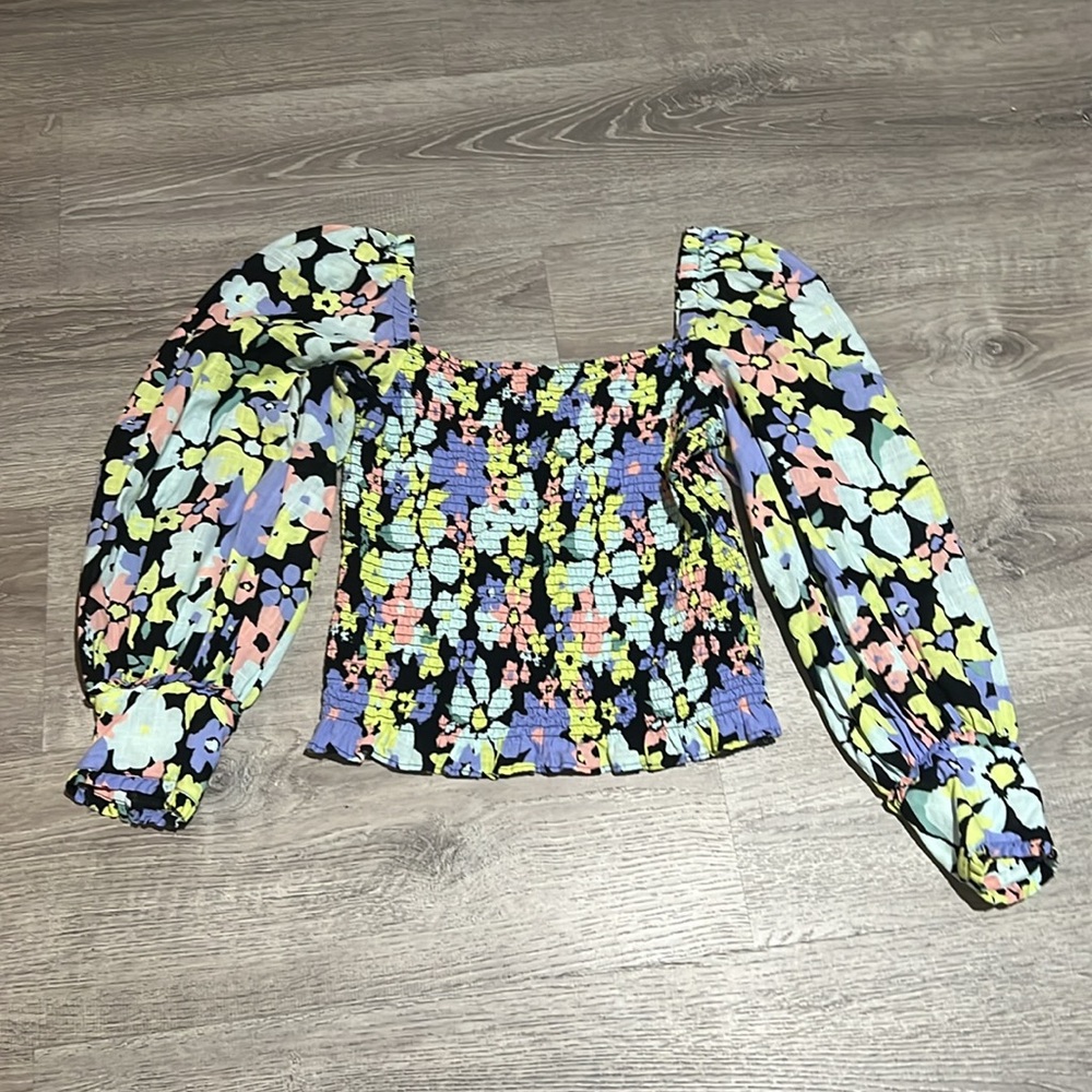 Free People Ariana Smocked Floral Blouse - Picture 2 of 15